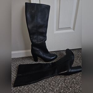 Pierre Cardin Black Tall Knee Boots with Block Heel